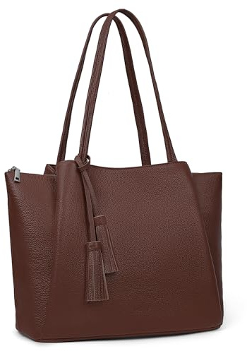 befen Sac à Main en Cuir Véritable Femme Sacoche pour Ordinateur Portable 14 Pouces, Sac Cabas Fourre-tout en Cuir pour le Travail, le Bureau et l'école