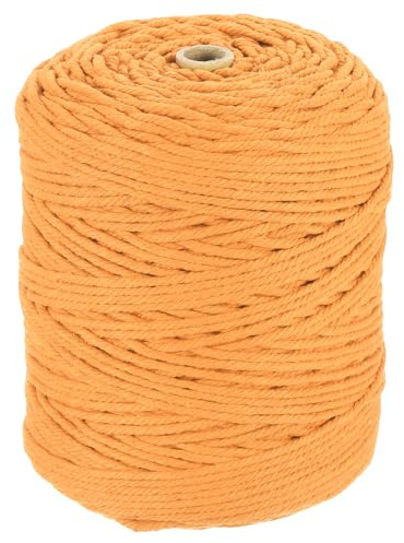 sourcing map Cordoncino macramè naturale, 3 mm x 200 metri, 4 fili, in cotone macramè ritorto, per fai da te, lavori a maglia, piante, gancio da parete, acchiappasogni, giallo dorato