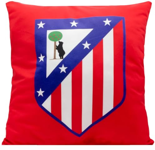 ms móvil shop Cojín Cuadrado Atlético de Madrid con Escudo para Sofá, Cama, Silla. 40x40cm | Producto Oficial