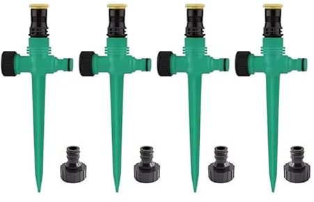 360° Water Sprinkler Garden Automatic Watering Lawn Spike Grass Hose UK (Green, 8Pcs)