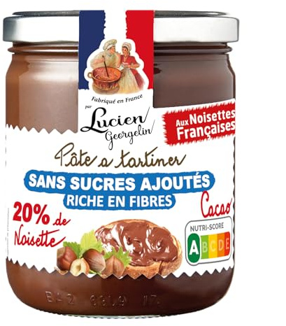 Lucien Georgelin Pâte à Tartiner Sans Sucres Ajoutés 400g | Nutriscore A, 20% Noisettes françaises