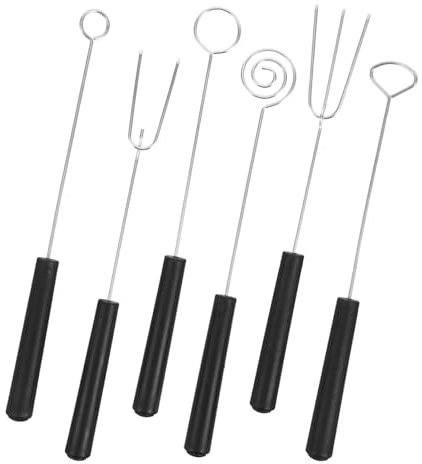 Ciieeo 6 Pièces fourchette à fondue en acier inoxydable du désert outil de trempage Supplies au chocolat kit de trempage au chocolat en Black
