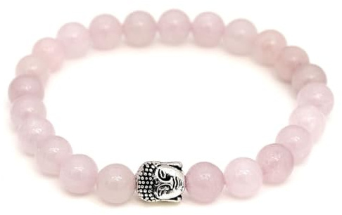 BERGERLIN Buddha Armband Damen Herren, Naturstein Edelstein, 8mm | Buddha Armband 8mm mit silbernem Charm: Edelstein Armband Damen & Herren, echt – vom deutschen Prüflabor bestätigt.
