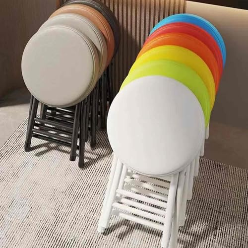 Set di 2 sgabelli rotondi pieghevoli portatili impilabili e salvaspazio, struttura in acciaio al carbonio, silenziosi, piedini antiscivolo, ideali per sala da pranzo o uso esterno, 2 pezzi, colore