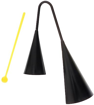 Eisen Doppelte Großes Schwarzes Musikinstrument, Kuhglocken für Outdoor | Holzhammer, Robust und Tragbar, Vielseitig Einsetzbar, Erzeugt Klare Klänge im Freien