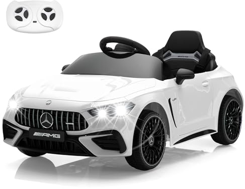 Licensed Mercedes-Benz Kids Electric Car by TOBBI, Toddlers Ride On Toy, Battey-Powered Vehicle with Parental Remote Control/Soft Start/3 Speeds/Horn & LED for Children Ages 3-6 Years-White