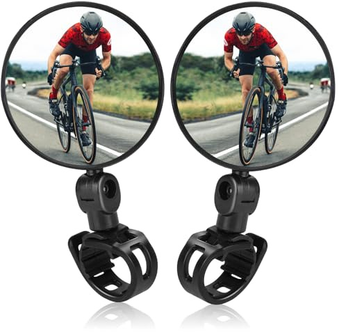 Bike Mirror, 2PCS Bicycle Rearview Mirror, Adjustable 360° Rotatable Handlebar Rearview Bicycle Mirrors, Universal Cycling Handlebar Wide Angle Safety Convex Mirror for Most Mountain Road Bike