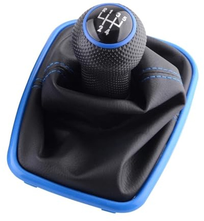 Litemai Pomo Palanca Cambio para Golf 4 IV MK4 para GTI R32 para Bora 2003-2008 Coche MT 5 6 Velocidad Perilla De Cambio De Marchas Palanca Cambios Polaina Funda PU Palanca Cambios(5 Speed Blue)