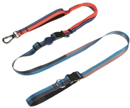 6-in-1 Hundeleine mit Bauchgurt – Freihandleine & Joggingleine für kleine & große Hunde – mit 2 Griffen, Anti-Schock-Feder, Auto-Gurt – Schleppleine & Geschirr-Alternative