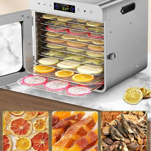 Déshydrateur de Fruits 400 W, 10 Plateaux, minuterie 24 h, température réglable de 30 à 90 °C, pour Aliments et viandes séchées, Fruits, friandises pour Chiens, Herbes, Snacks, Rouleaux de Fruits