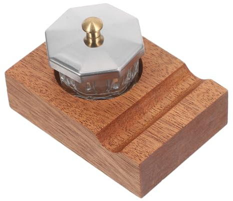 DOITOOL Kalligraphie Stifthalter aus Sapele Holz mit Schrägem Federhalter und Sicherem Tintenfass für Dip Pens Stabiler Schreibtisch Organizer für Künstler Geschenkidee für Schreib