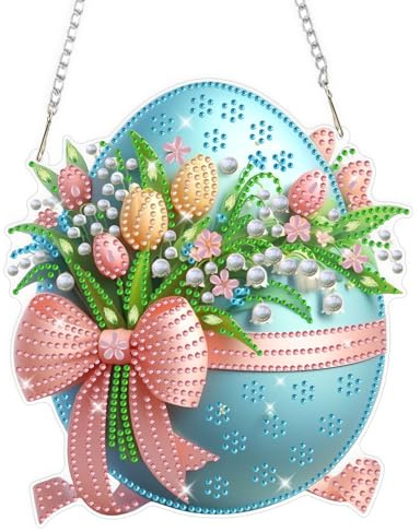 GHHKUD Kit de pintura de diamante de huevo de Pascua para adultos, kit de pintura de diamantes de forma especial, adornos colgantes de corona, adornos colgantes, kit de manualidades de pintura de