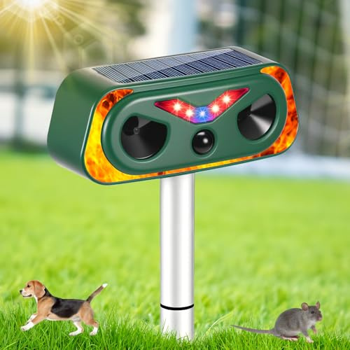 katzenschreck für Garten, Katzenschreck Ultraschall mit PIR-Bewegungssensor und LED-Flammenlichtern, IP66 Wasserdicht Marderschreck, Mardern und Hunden vertreiben Garten Füchse und Vögel