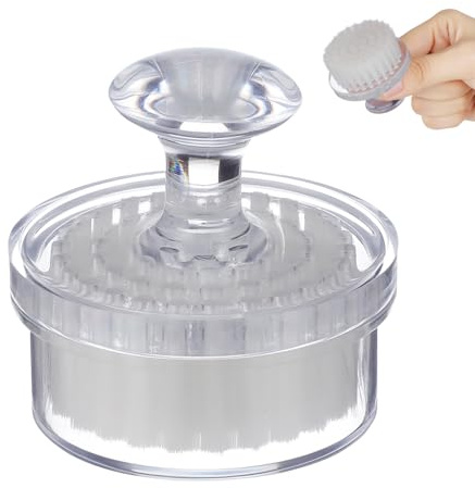Hohopeti Brosse Exfoliante Visage en Pp avec Couvercle, Nettoyeur Manuel pour Femmes, Élimine L’huile Impuretés, Prévient L’obstruction des Pores, Soin Quotidien