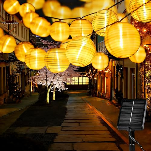 Dankeled Solar Lampions Außen Wetterfest - 4M Solar Lichterkette Outdoor 20 LED Laternen, IP65 Wasserdicht 8 Modi Solar-Beleuchtung für Garten, Balkon, Hof, Hochzeit, Party Deko (Warmweiß)