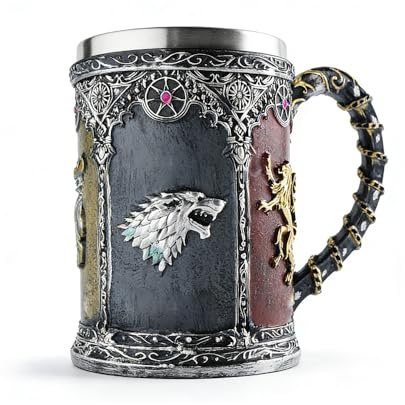 SGZIOO Jarra medieval de cerveza medieval, 600 ml, de acero inoxidable, para café, bebidas, zumos, regalo para hombres, regalo para el día del padre