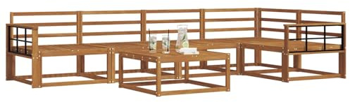 vidaXL Outdoor-Sofagarnitur 6 pcs Natur Massivholz Akazie, Gartenmöbelset, modernes Patiosofa, Robustes modulares Lounge-Set, Outdoor-Sitzgelegenheit für Garten, Poolbereich, Akazienholz