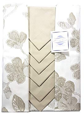 BOTTICELLI HOME - Servizio da Tavola X6 o X12 Tovaglia e Tovaglioli Articolo Fiore Ricamato (Tortora, X12 (150x240))