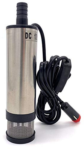 DollaTek Pompa sommersa 12v 51mm, pompa di trasferimento carburante olio auto per acqua gasolio liquido, pompa veicolo in acciaio inossidabile con accendisigari e rete filtrante staccabile