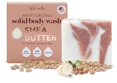 Kitsch Shea Butter Exfoliating Body Wash Bar 113g – Moisturizing Bar Soap & Gentle Soap Bar with Plant-Based Exfoliants – Hydrates, Softens & Soothes Skin –Paraben, Silicone & Sulfate-Free