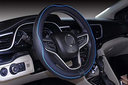 Mayco Bell Funda para volante de coche para hombre y mujer, antideslizante, segura, suave y transpirable (negro azul, 37,8 a 38,1 cm)