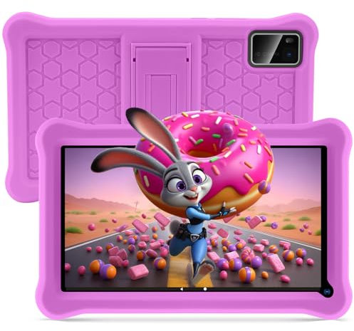 Tablet Bambini 7 Pollici Android Tablet Bambina,64GB ROM (128 GB Espandibile),tablet per bambini con funzione di controllo parentale,dotata di custodia protettiva antishock,Studio e divertimento
