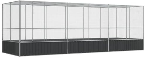 vidaXL Voliere mit Erweiterung Silbern 625x207x212 cm Stahl