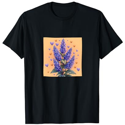 Anise Hyssop Flowers With Hearts Around Boho Style Graphic T-Shirt