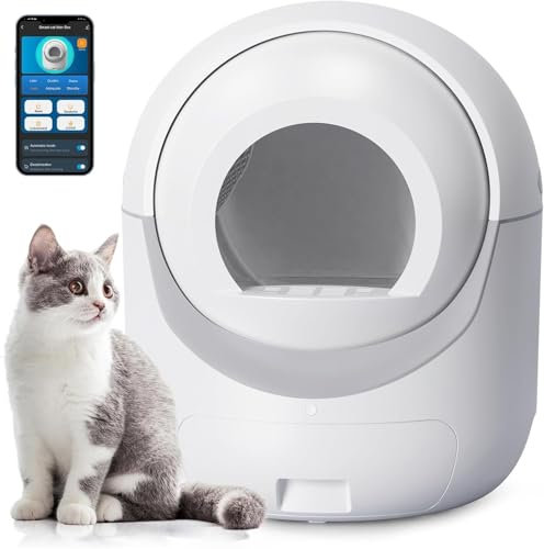 Lettiera per Gatti Autopulente, Toilette Intelligente per Gatti Chiusa con capacità di 10 Litri, Parte Superiore Staccabile, Controllo App, Protezione di Sicurezza Ed Eliminazione degli Odori
