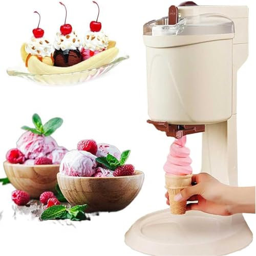 Máquina para hacer helados italianos de 1000 ml, máquina para hacer helados suaves caseros, mini máquina automática para hacer conos de yogur,White