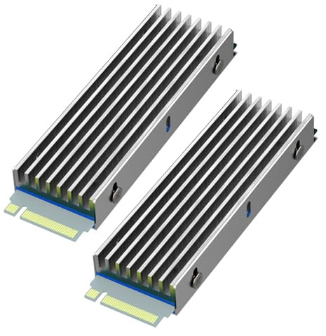 GLOTRENDS M.2 kylfläns med M.2 skruvar och termokuddar för enkel-/dubbelsidigt chip M.2 SSD, PC/PS5/PS5 Slim Installation (2-pack)