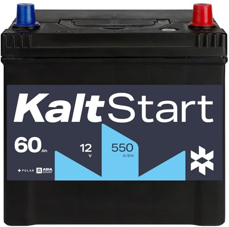 KaltStart Autobatterie 12V 60Ah 550A/EN ASIA Pluspol Rechts | 30% mehr Startleistung, ersetzt 65Ah