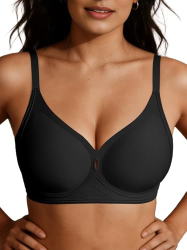 SHEKINI Womens Full Coverage Wireless Jelly Bra Cutout | 3D Flocked Gel Lift, Teardrop Cutout Flocked Trim, U-back, Adjustable Straps, Semi-fixed Padded Cups, Moulded Cups, Seamless