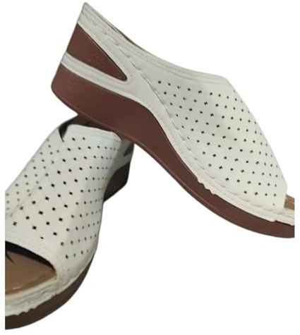 XHZPF Pantofole da esterno, scarpe, sandali estivi a cuneo per donna taglia grande(Bianco,37)