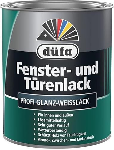 düfa Fenster- und Türenlack 750 ml Weißlack Glanzlack │ weißer Lack für Fenster und Türen │ 3in1 Profi Glanz-Weisslack