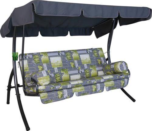 ANGERER Hollywoodschaukel Trend grau Bambus | Gartenschaukel Made in Germany, Schaukel zum Sitzen, Liegen und Entspannen, inklusive Bett-Funktion, einfache Montage