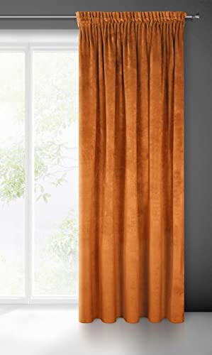 Eurofirany villa gardin sammet mjukt veckband – 1 st. Elegant gardin tjock 290 g/m2 elegant slät enfärgad fluffig modern klassisk vardagsrum sovrum lounge, mörkturkos, 140 x 270 cm
