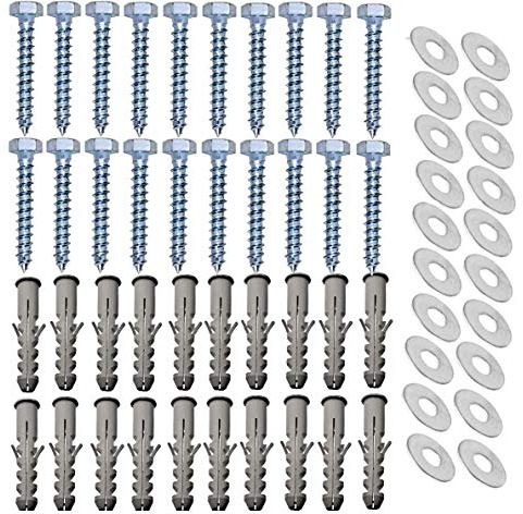 Inbrackets Value 20 Pack of M8 x 50mm Masonry Brick Wall Fixing Screw Bolts with Plugs & Washers for Aerial Satellite Sky Dish Tv Bracket Fence Shelves Mounting