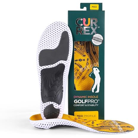 CURREX GolfPro Einlegesohlen für Golfschuhe - Mehr Komfort und Dämpfung für deine Schuhe (Med Profile) - EU 42-44 (L) (Orange, L)
