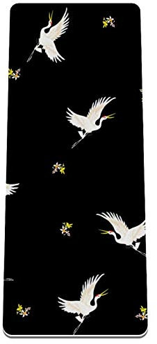 Eslifey Japanische Yoga-Matte mit fliegendem Kranich-Motiv, dick, rutschfest, für Damen und Mädchen, Trainingsmatte, weiche Pilates-Matten (182,9 x 81,3 cm, 1/3 Zoll dick)