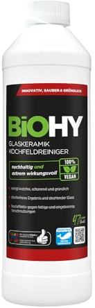 BiOHY Rengöring av glaskeramisk spis (500 ml flaska) | Perfekt för rengöring och underhåll av hällen och induktion | Lämplig för ALLA ENHETER (Kochfeldreiniger)