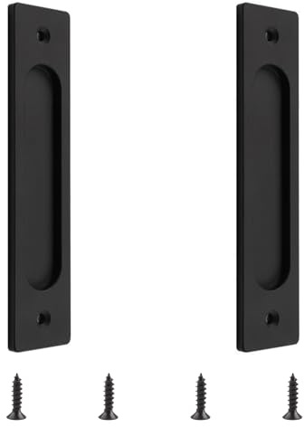 MOROBOR Lot de 2 poignées de porte coulissante rectangulaires encastrées en alliage d'aluminium avec vis de montage pour porte coulissante Noir mat