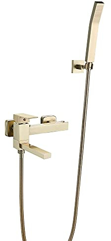 Badewannenarmatur Gebürstetes Gold Wand Mischbatterie Badewanne Messing Badewanne Dusche Heiß Und Kalt Wasserhahn Wandbadewanne Wasserhahn
