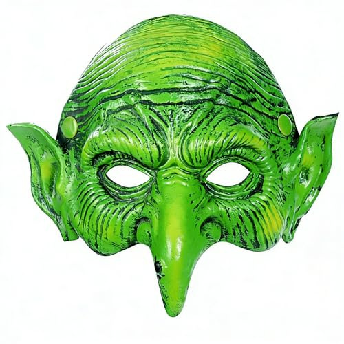 KIPETTO Halloween Hexe Maske Gruselige Grün Halbgesichtsmaske für Halloween Cosplay Karneval Party Kostüm