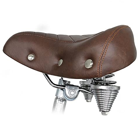 TentHome Retro cykelsadel cykelsadel PU läder cykelsits bekväm tur-stadssadel med drag- och tryckfjädrar Cruiser fjädersadel unisex brun
