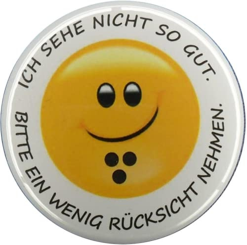 7,5 cm Blindenanstecker Blindenplakette groß mit Anstecknadel, Blindenabzeichen für Blinde und Sehbehinderte. 6 Stück. Groß.