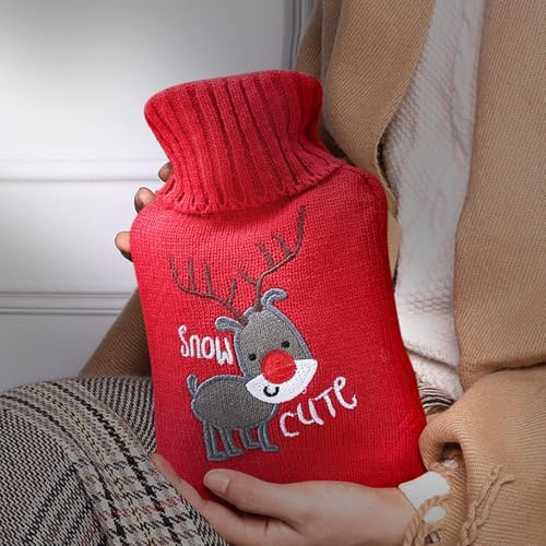 Norhogo Borsa dell'acqua calda da 1 l con fodera, morbida coperta in peluche di alta qualità, borsa dell'acqua calda rimovibile e lavabile, per bambini e adulti, per spalle, collo, schiena, vita