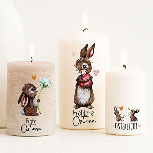 ilka parey Kerzen Tattoo Ostern Osterhase Herzen Regenbogen - Kerzentattoos Ostern - A4 Stickerbogen DIY für Kerzen oder Keramik - Erschaffen Sie unvergessliche Ostermomente (kst53)