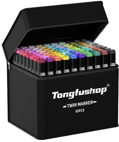 Tongfushop 80 Farben Marker auf Wasserbasis, Leuchtend Farbige und Leicht zu Reinigende Dual Tip Stifte, Hoher Farbechtheit, Sicher und Schnell Trocknend, Marker Stifte zum Ausmalen, Malen