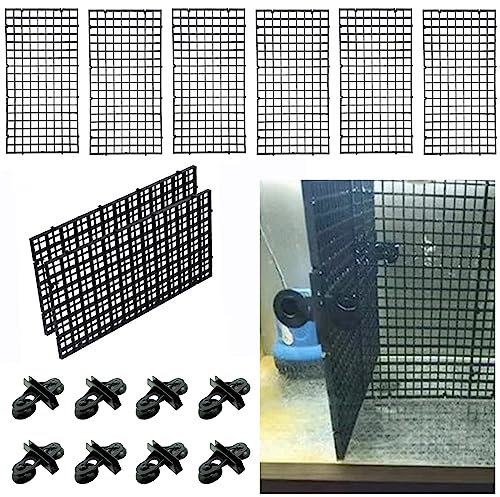 Omevett 8pcs Aquarium Divider Fish Tank Divider Plastic Egg Crate Aquarium Isolation Aquarium Grid Divider Tray Fish Separator Grid Filter with 8 Pcs Sucker Clips for Mixed Breeding,15 * 30cm